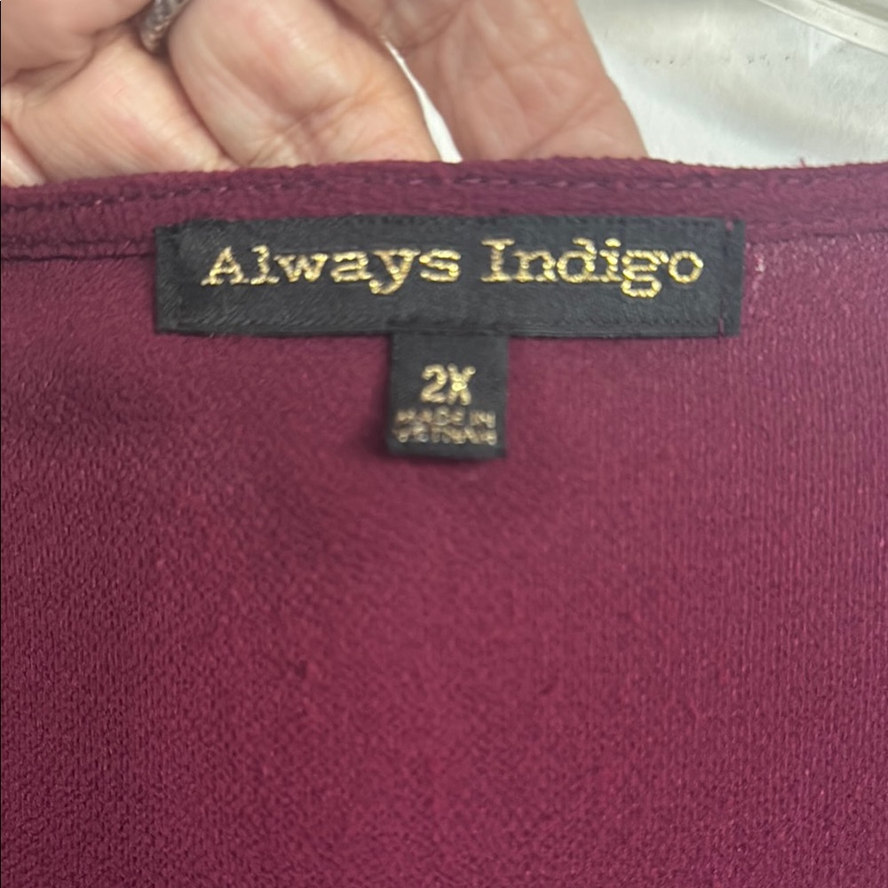 Deep Burgundy Button-Front Dress, Plus Size 2X - Picture 4 of 7